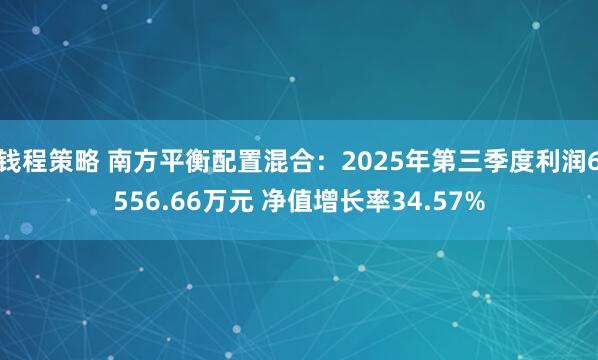 钱程策略 南方平衡配置混合：2025年第三季度利润6556.66万元 净值增长率34.57%